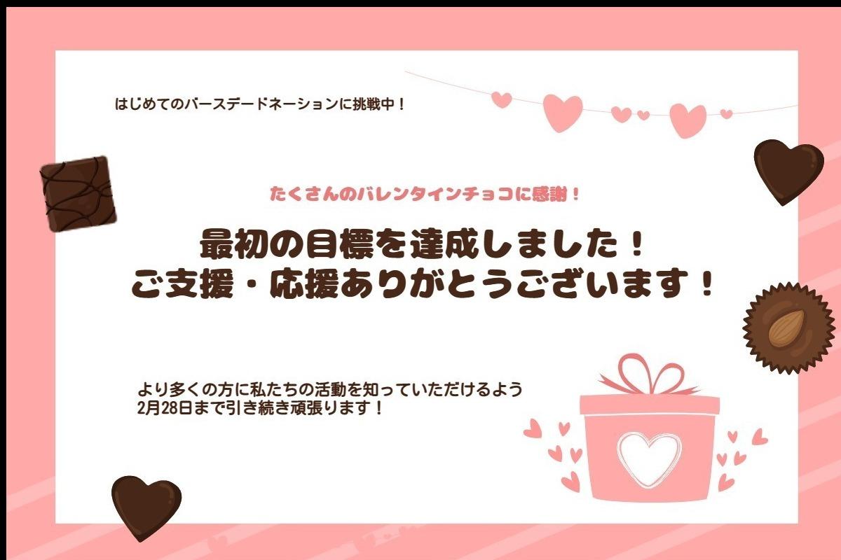 最初の目標を達成しました。応援してくれる人100人のネクストゴールに挑戦します！！のメインビジュアル