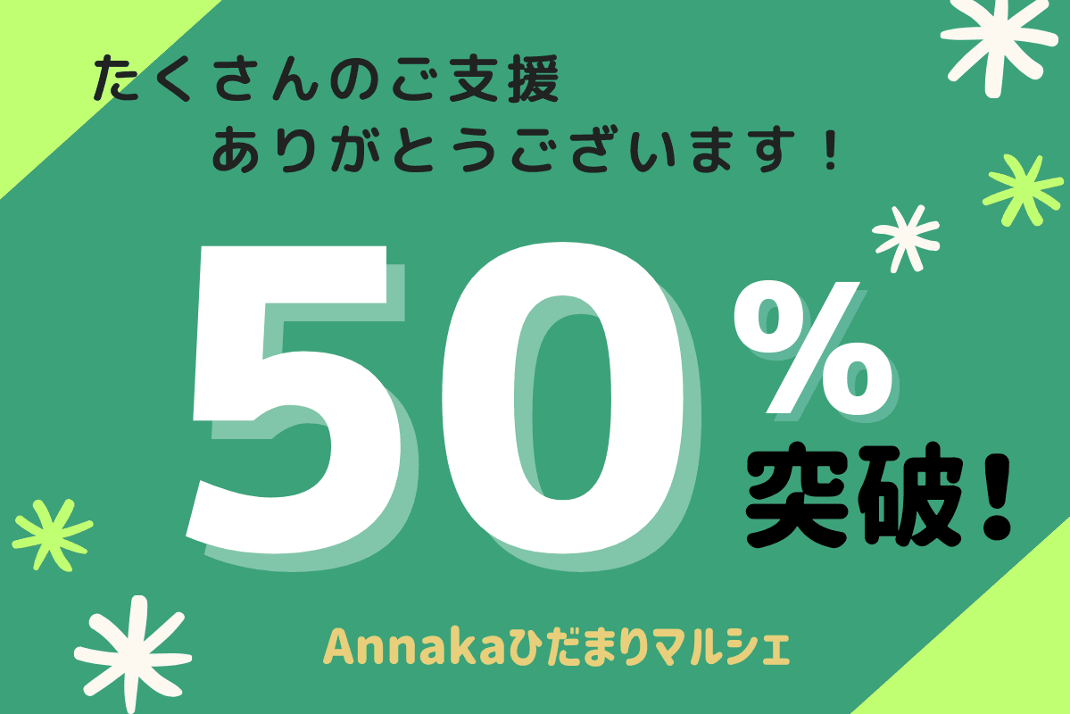 目標金額の５０％を達成しました！のメインビジュアル