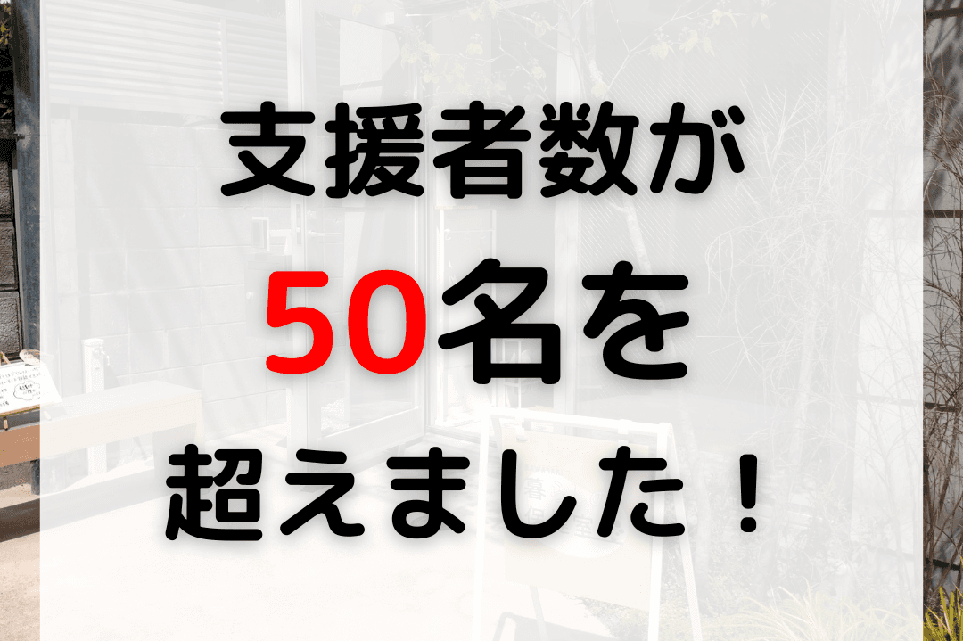 【キャンペーン進捗】支援者数が50名を超えました！のメインビジュアル