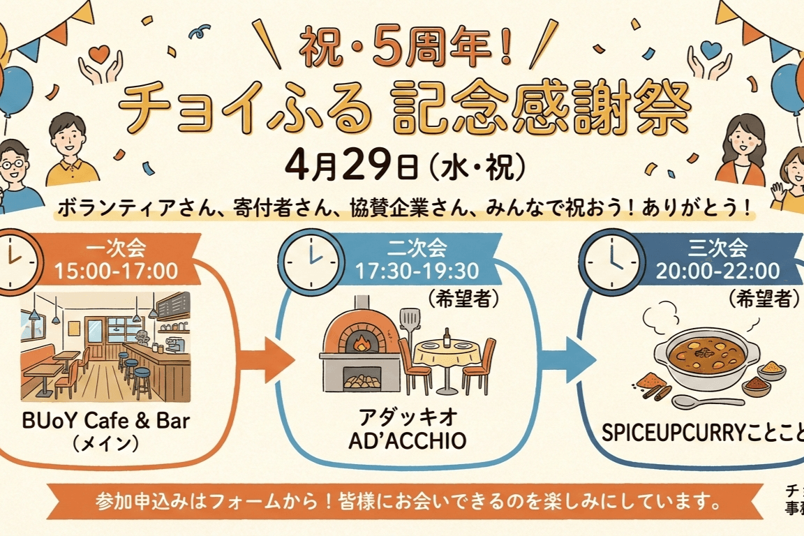 【祝・5周年！】チョイふる感謝祭のお知らせのメインビジュアル