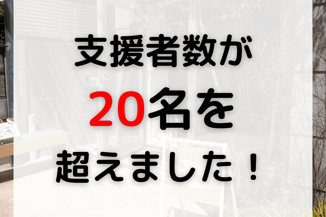 【キャンペーン進捗】支援者数が20人を超えました！のメインビジュアル