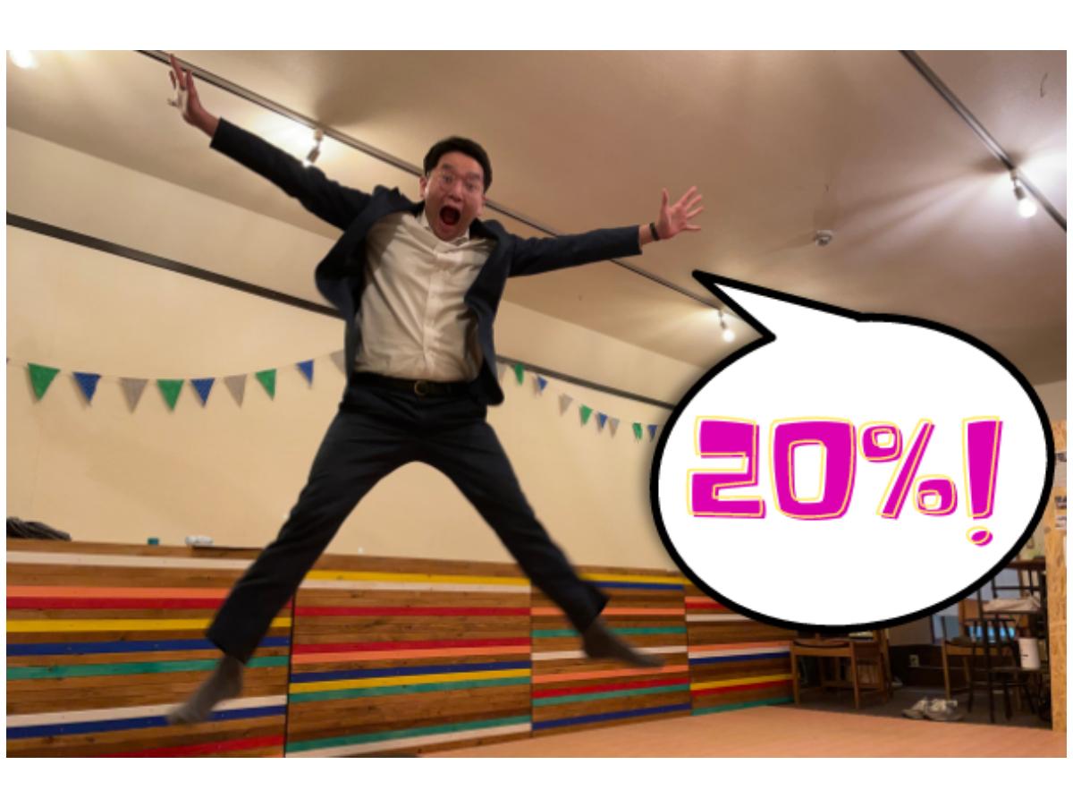 目標まで20％を達成しました！！のメインビジュアル