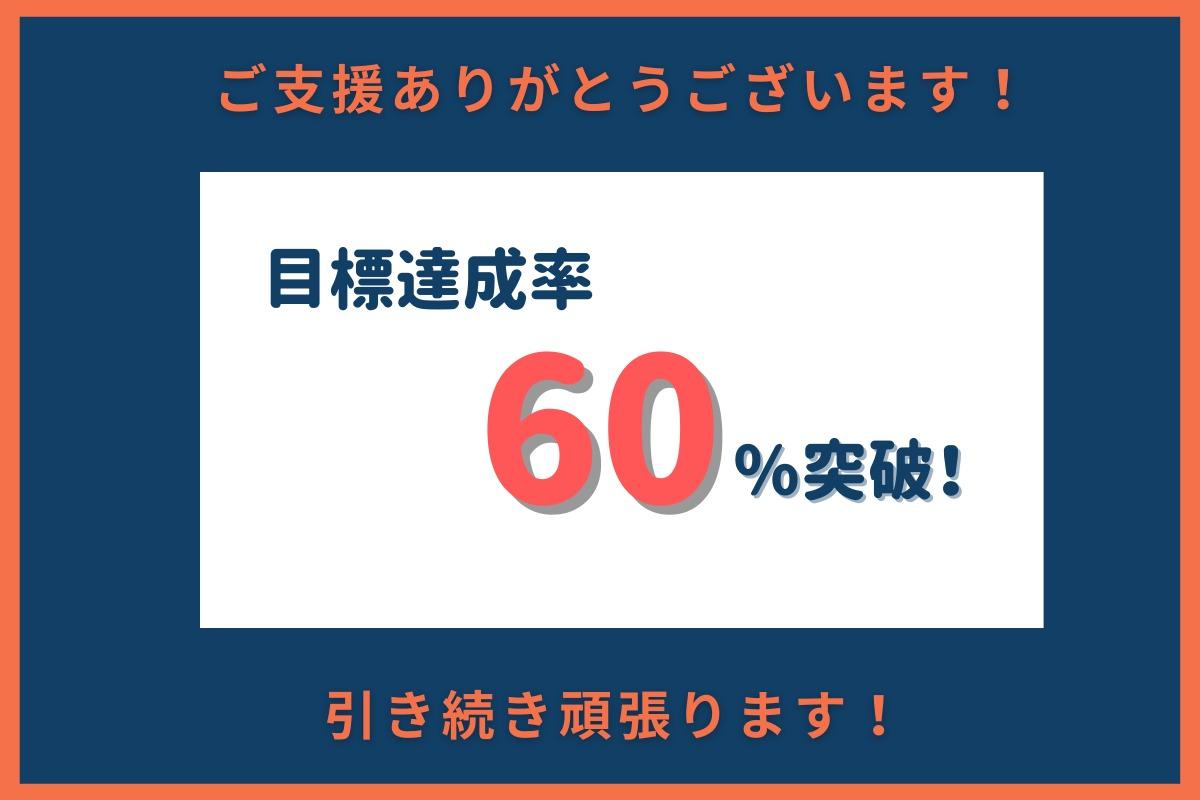 【クラウドファンディング】開始3週間目、目標達成率60％突破いたしました！のメインビジュアル