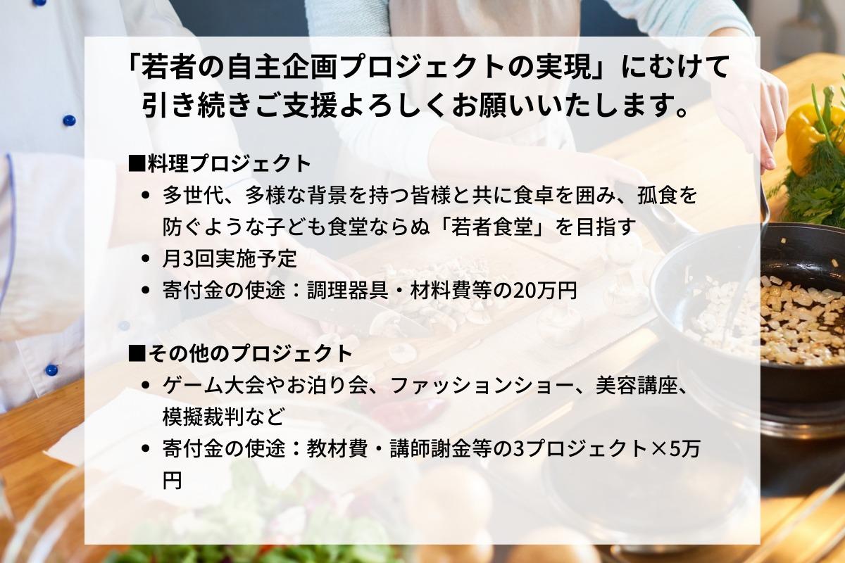 ファーストゴール達成の御礼と「若者の自主企画プロジェクトの実現」のため100万円セカンドゴール挑戦についてのメインビジュアル