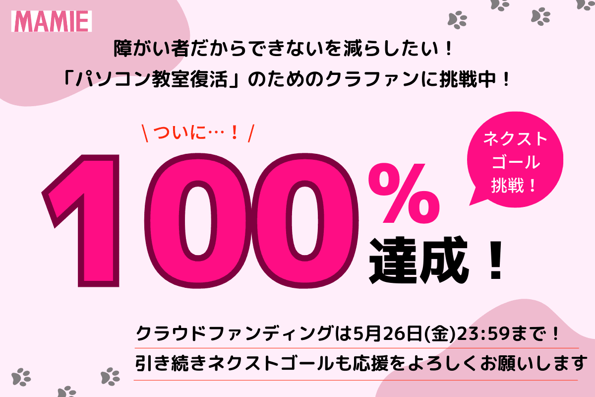 【感謝】初回目標50万円を達成いたしました！ご支援いただいたみなさまありがとうございます！残りの期間でネクストゴール80万円に挑戦します！！のメインビジュアル