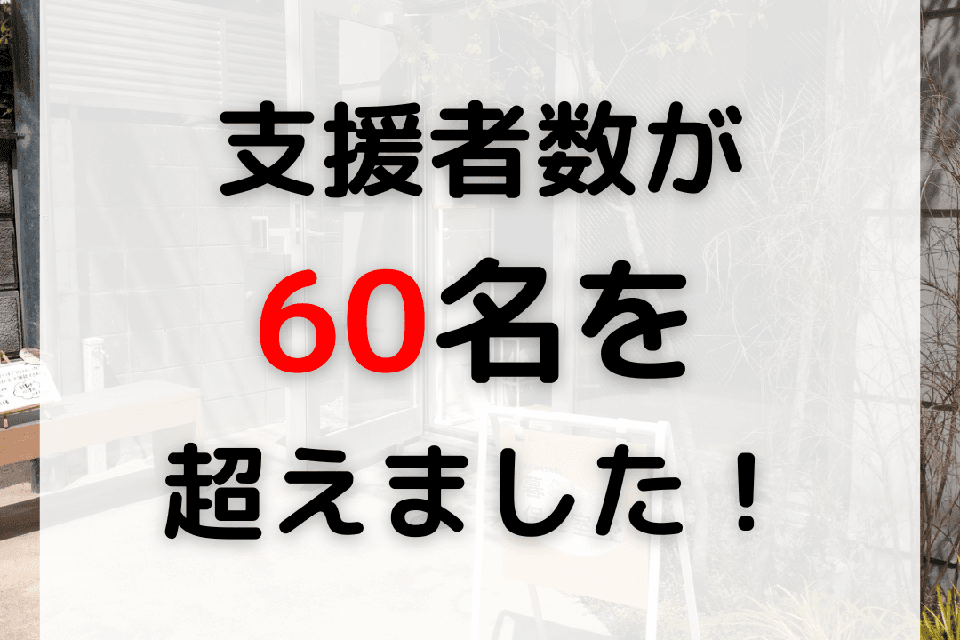 【キャンペーン進捗】支援者数が60名を超えました！のメインビジュアル