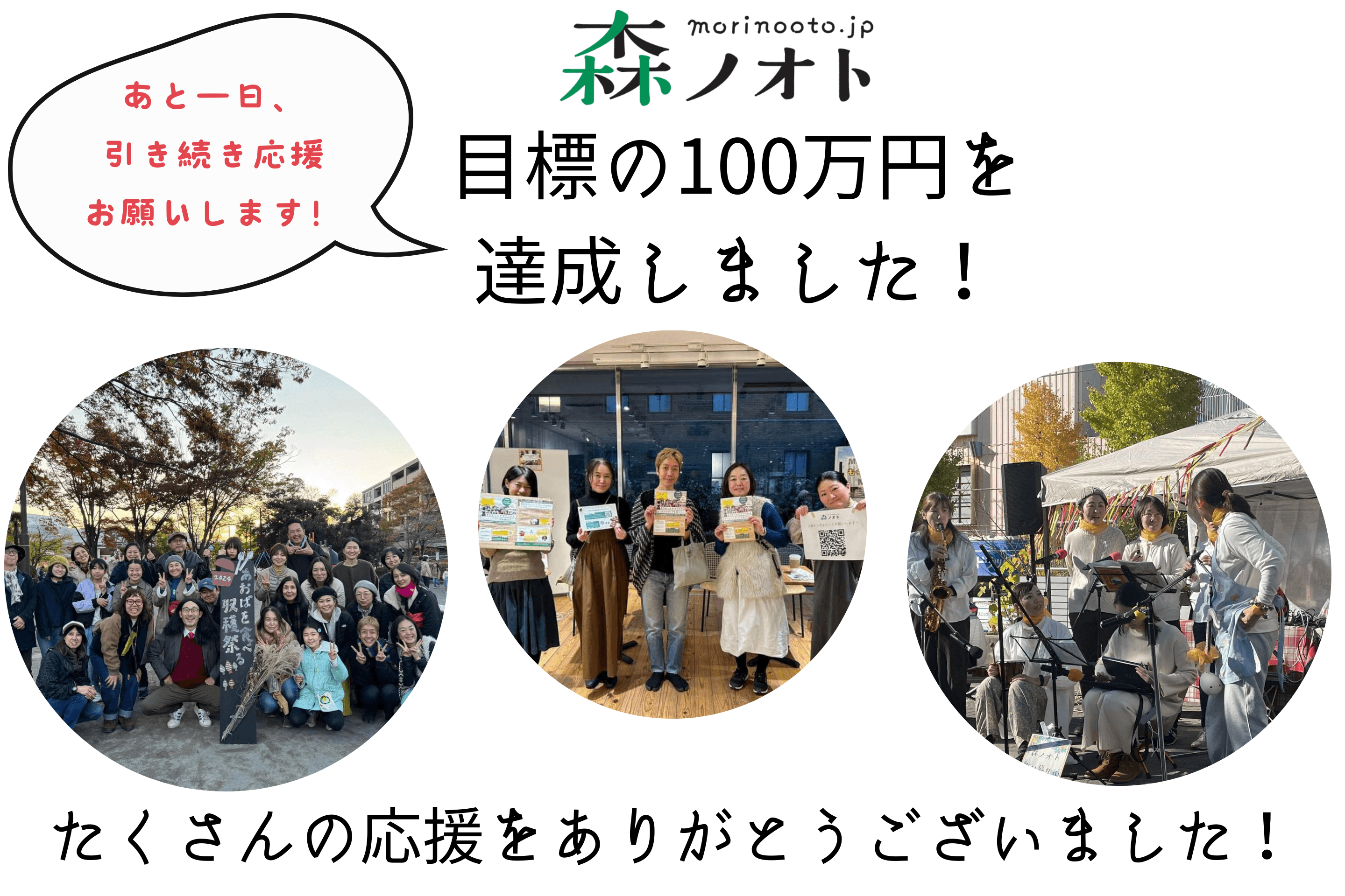 クラファン最終日！目標を達成しました！あと一日、引き続き応援よろしくお願いします！のメインビジュアル