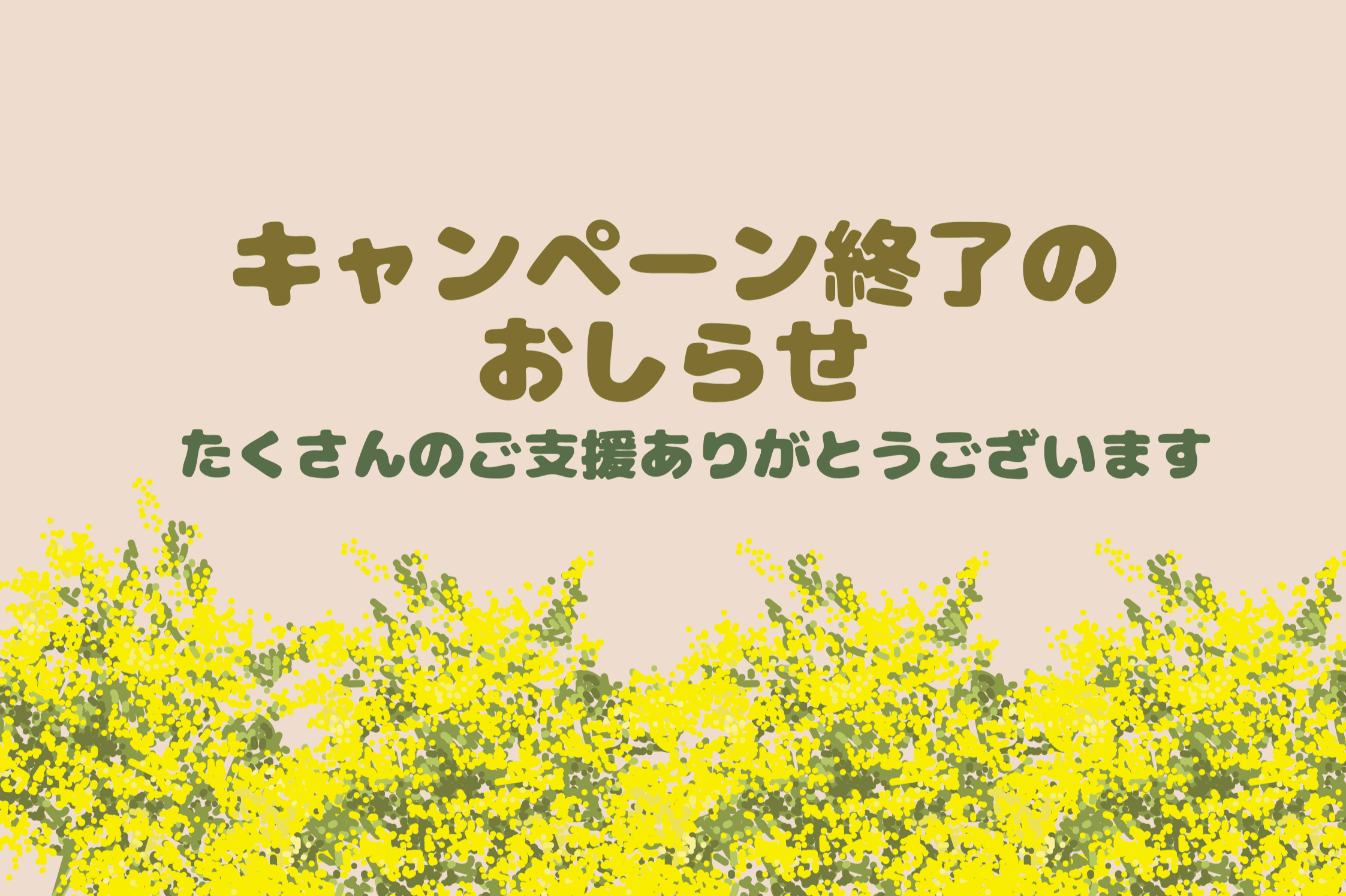 【たくさんのご支援ありがとうございました！～キャンペーン終了のお知らせ】のメインビジュアル