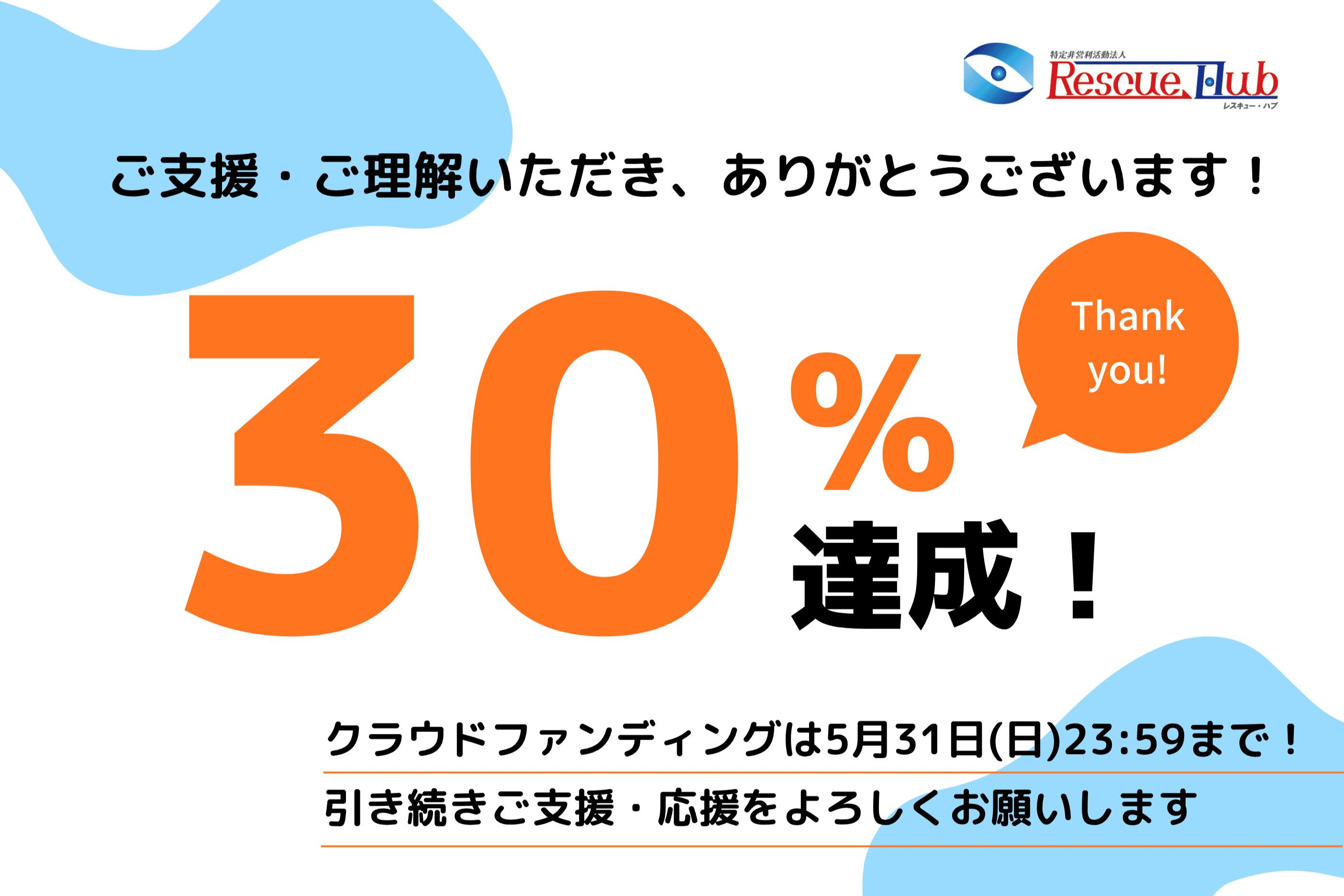 30%突破のご報告|応援してくださる皆さま、本当にありがとうございます。のメインビジュアル