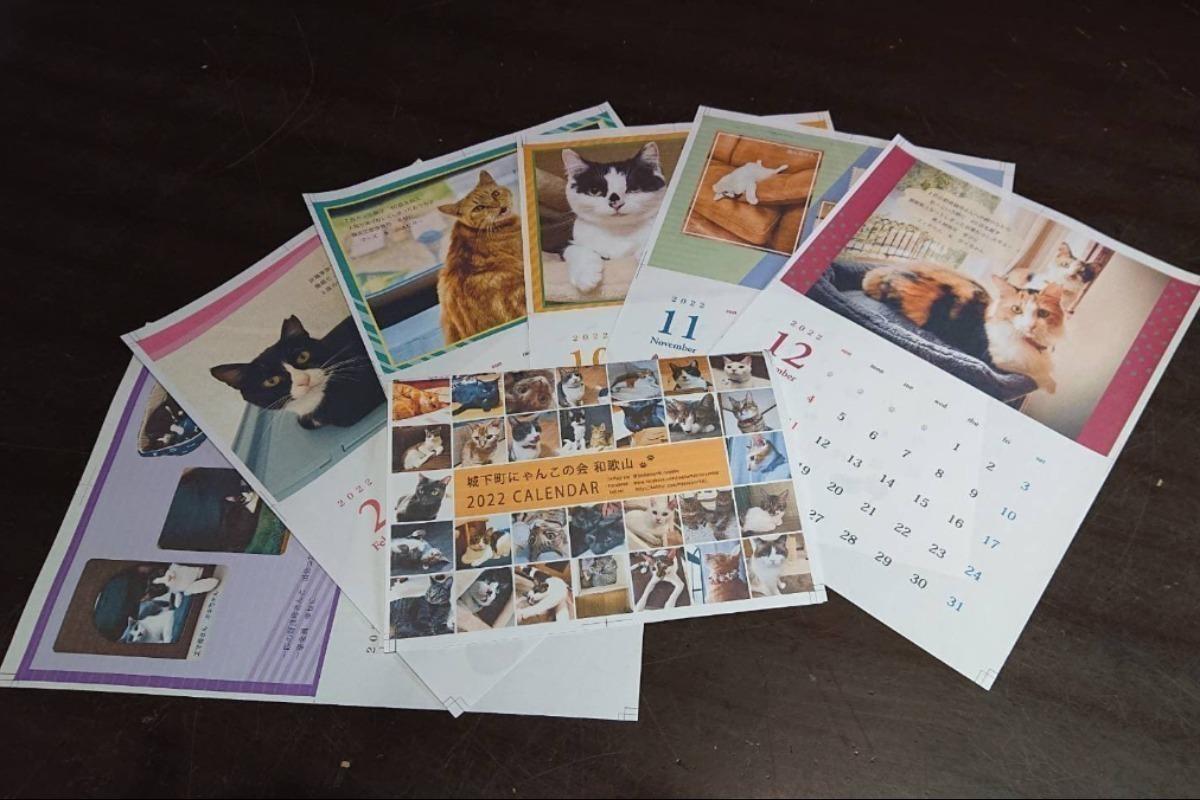 幸せになった猫たち　2022年城下町にゃんこの会和歌山　カレンダーの画像