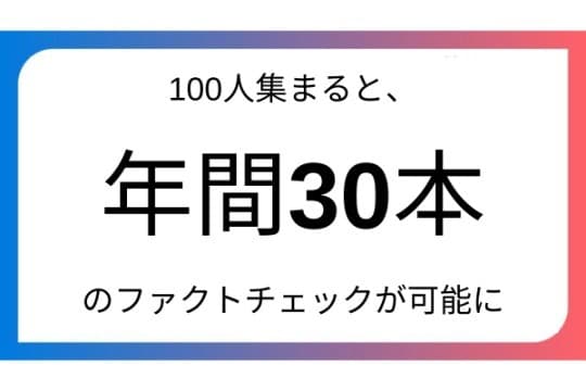 100人集まると年間約30本のファクトチェックが可能にの画像