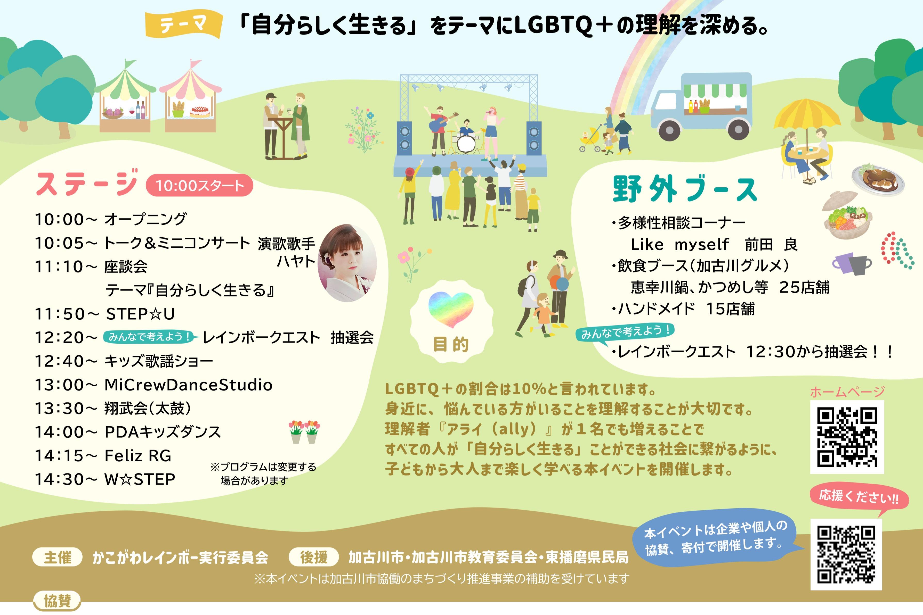 『かこがわレインボー IN HIOKAYAMA』の運営費として使用し、多様性相談コーナーなどを充実します。の画像