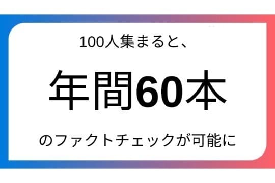 100人集まると年間約60本のファクトチェックが可能にの画像