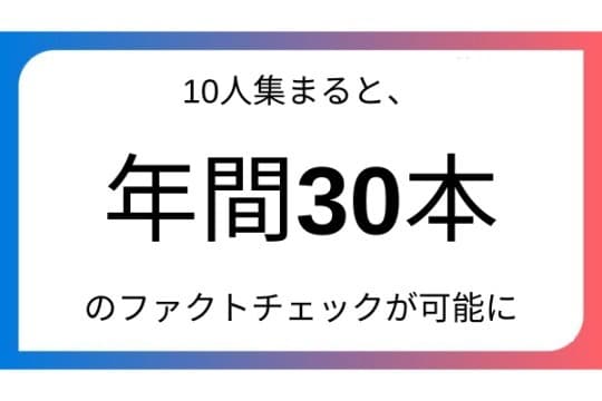 10人集まると年間約30本のファクトチェックが可能にの画像