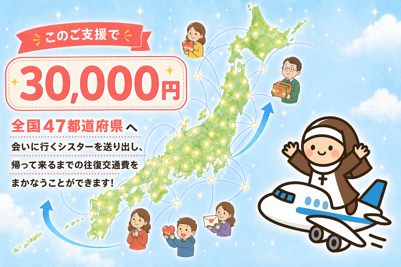 送り出すシスター・ブラザーの画像