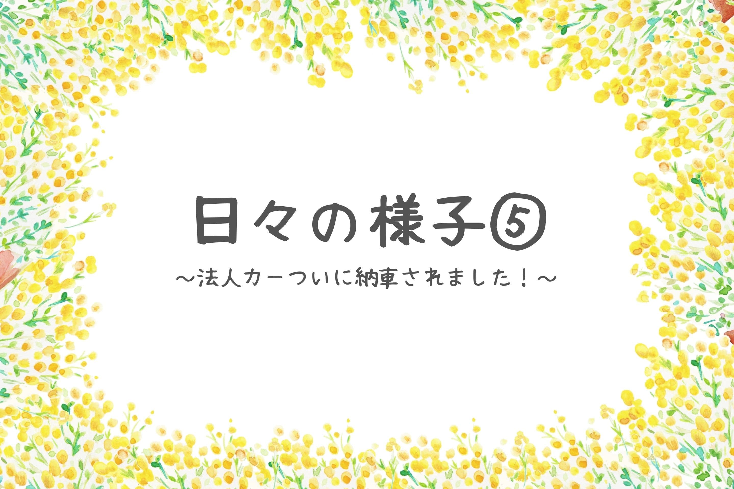【日々の様子⑤~法人カー、ついに納車されました!】のメインビジュアル